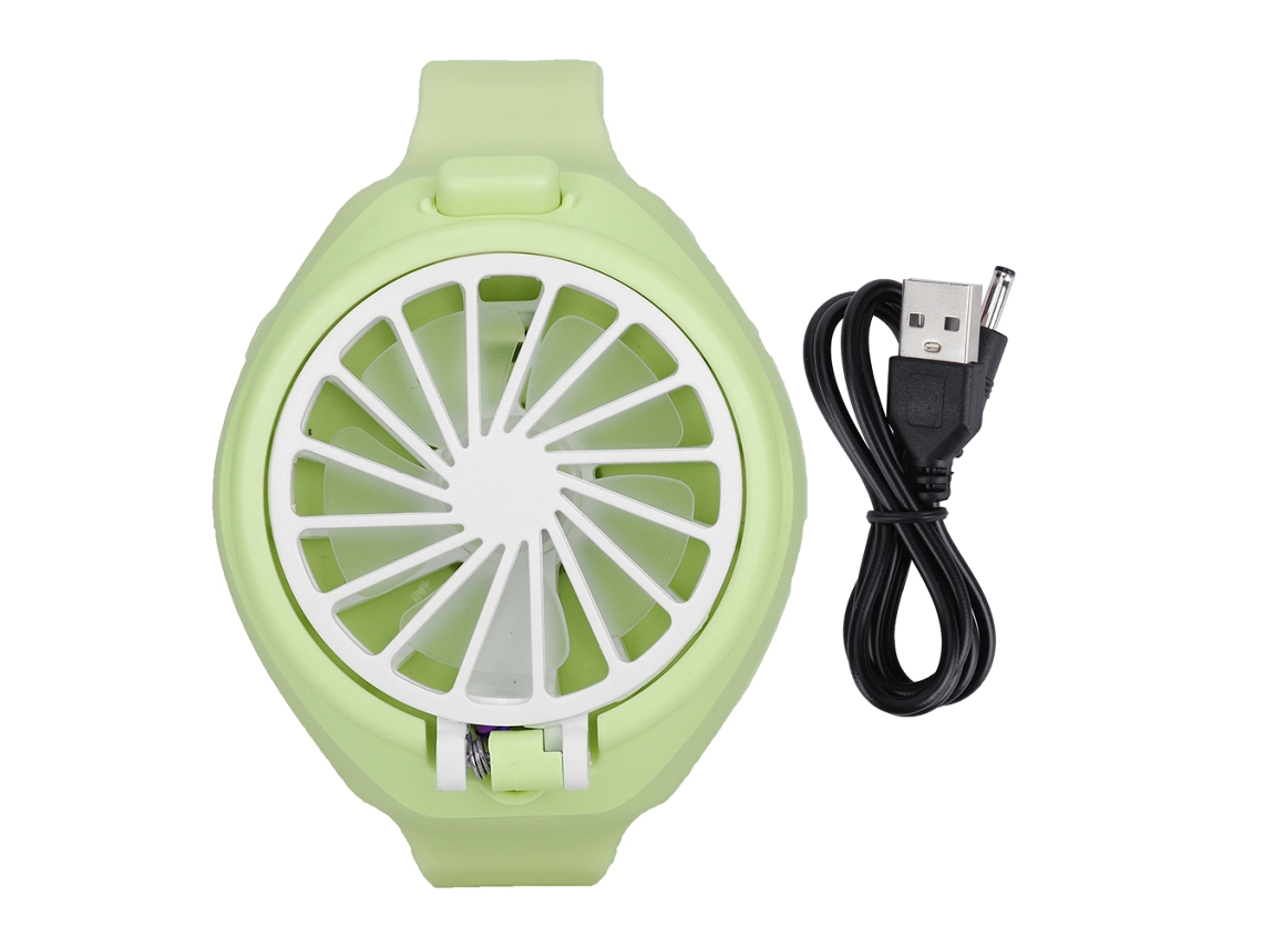 Ventilador Portátil Mini Relógio Usb Recarregável Crianças Verde