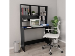 Vidaxl Secretária Com Prateleiras 110x45x157 Cm Contraplacado Preto