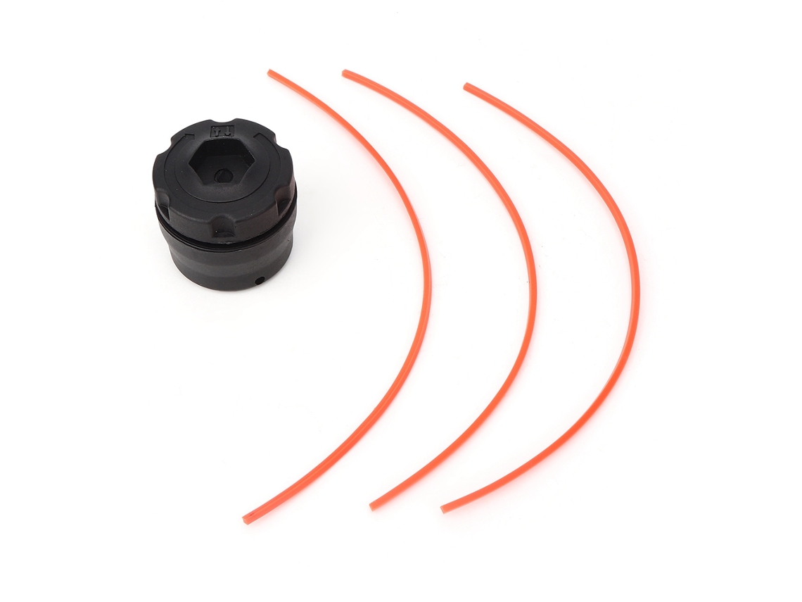 Cabeçote de corte para aparador de grama, ferramenta de jardinagem simples e durável, em plástico preto.