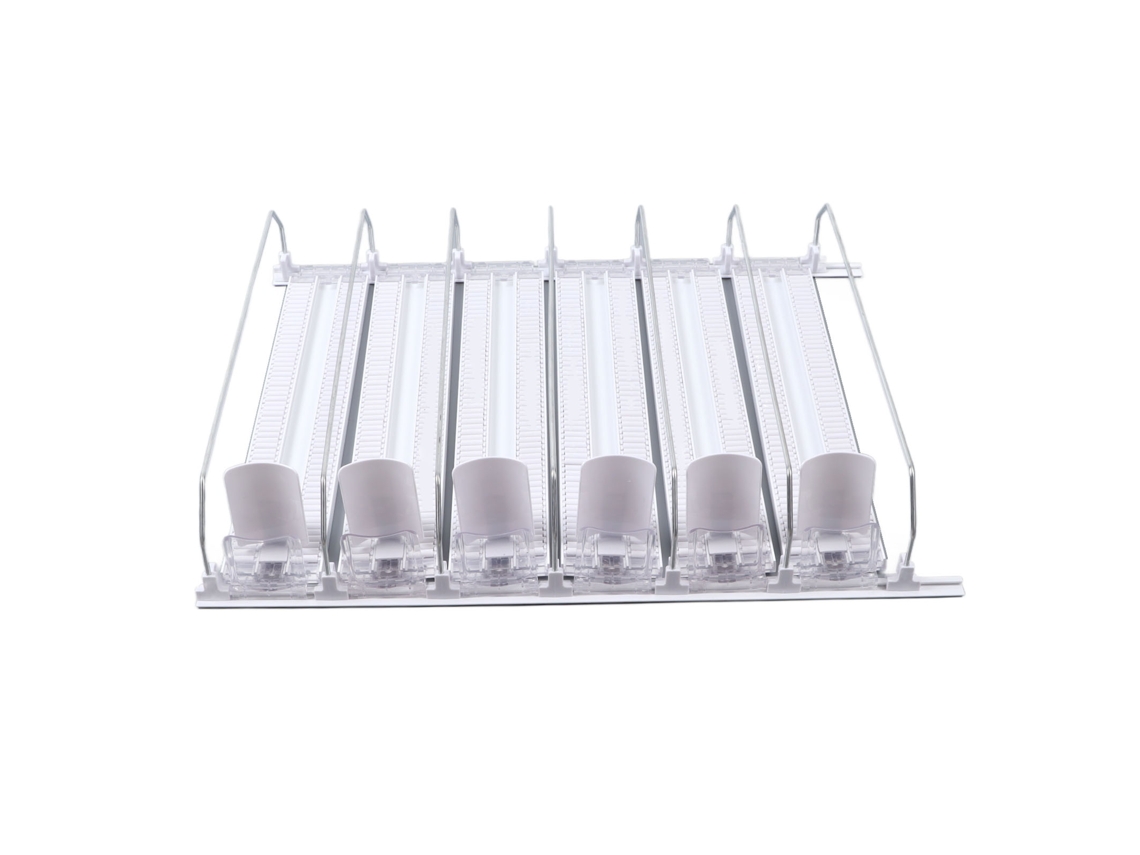 Nova Line organizador de Bebidas Auto puxante 6 Fileiras Ajustável Dispenser de Bebidas para Geladeira Branco