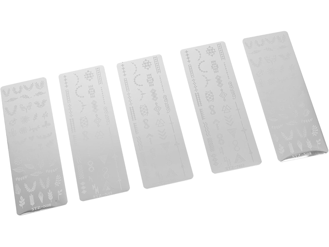 Placas de estampar separadas, 5 folhas reutilizáveis, fáceis de usar, aço.