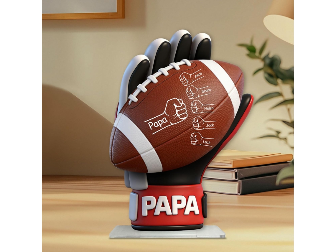 Placa Personalizada Em Acrílico Com Tema De Rugby Para O Papai, Placa Autoportante Em Acrílico Com Bola E De O
