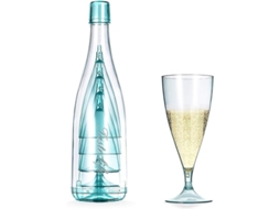 Copo de vinho plástico reutilizável 200ml, 5 peças, com garrafa de armazenamento para piquenique | S/MARCA