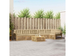 Vidaxl Conjunto De Sofás Para Exterior 7 Unid. Branco E Bege
