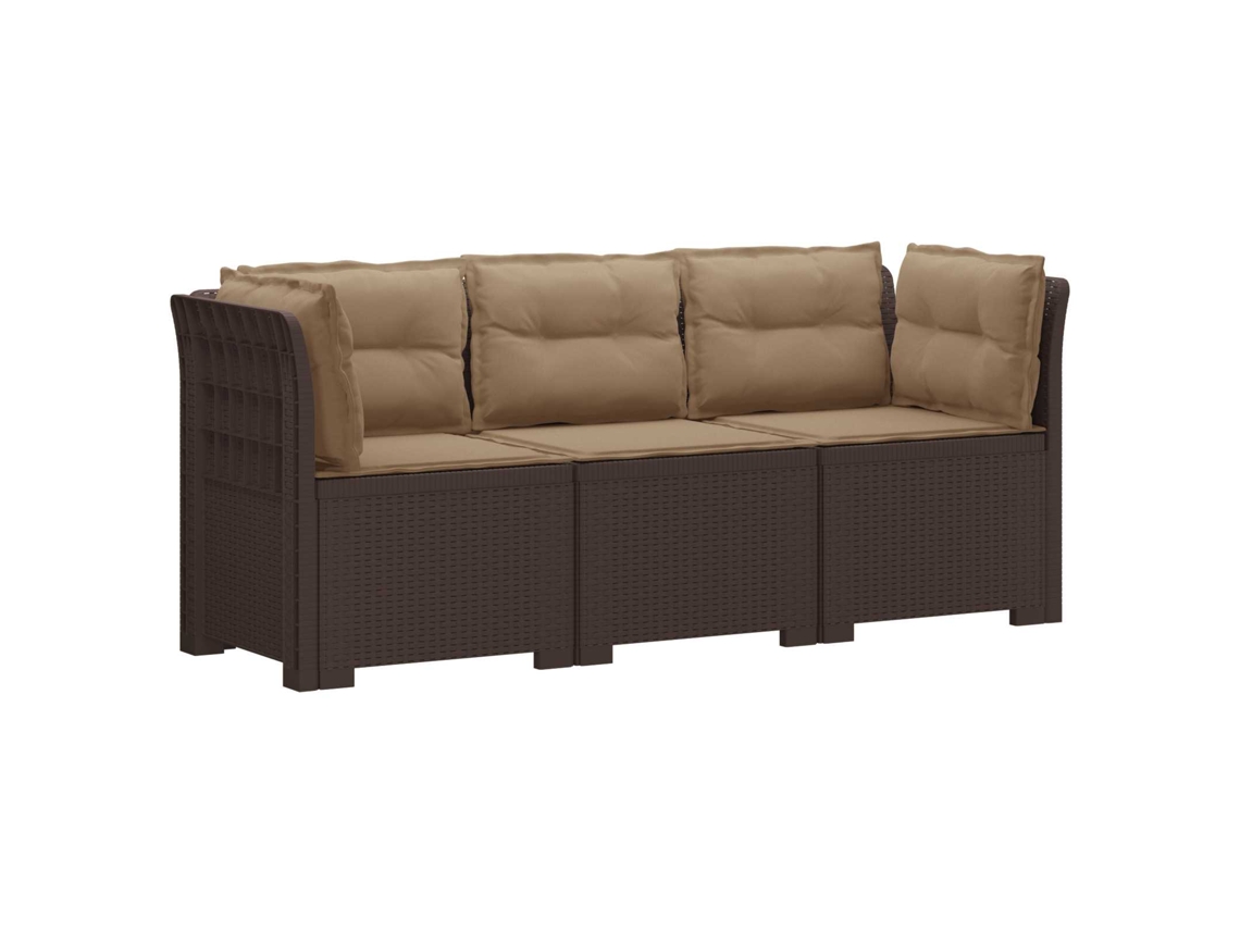 Maison Exclusive - Sofá De Jardim 3 Lugares Com Almofadas Visual Rattan Pp