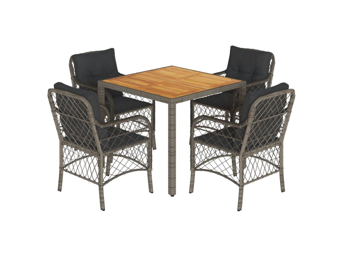 Garden Dining Set, Garden Dining Sets Vidaxl Cinzeto Rattan / Vime (mesa Com 90 Cm De Comprimento)