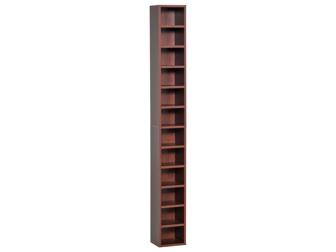 Prateleira para Cds e Dvds com 12 Compartimentos Capacidade 204 Cds 21x20x175 Cm Marrom S/MARCA
