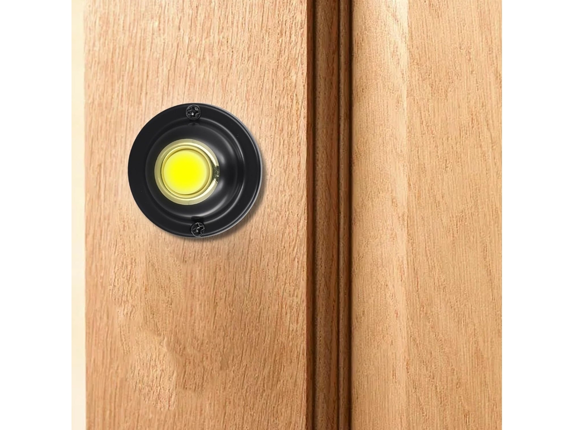 Campainha Redonda De Metal, Botão Porta De Entrada, Preta, Com Fio, Com Leds De Baixa Voltagem Sempre Acesos,