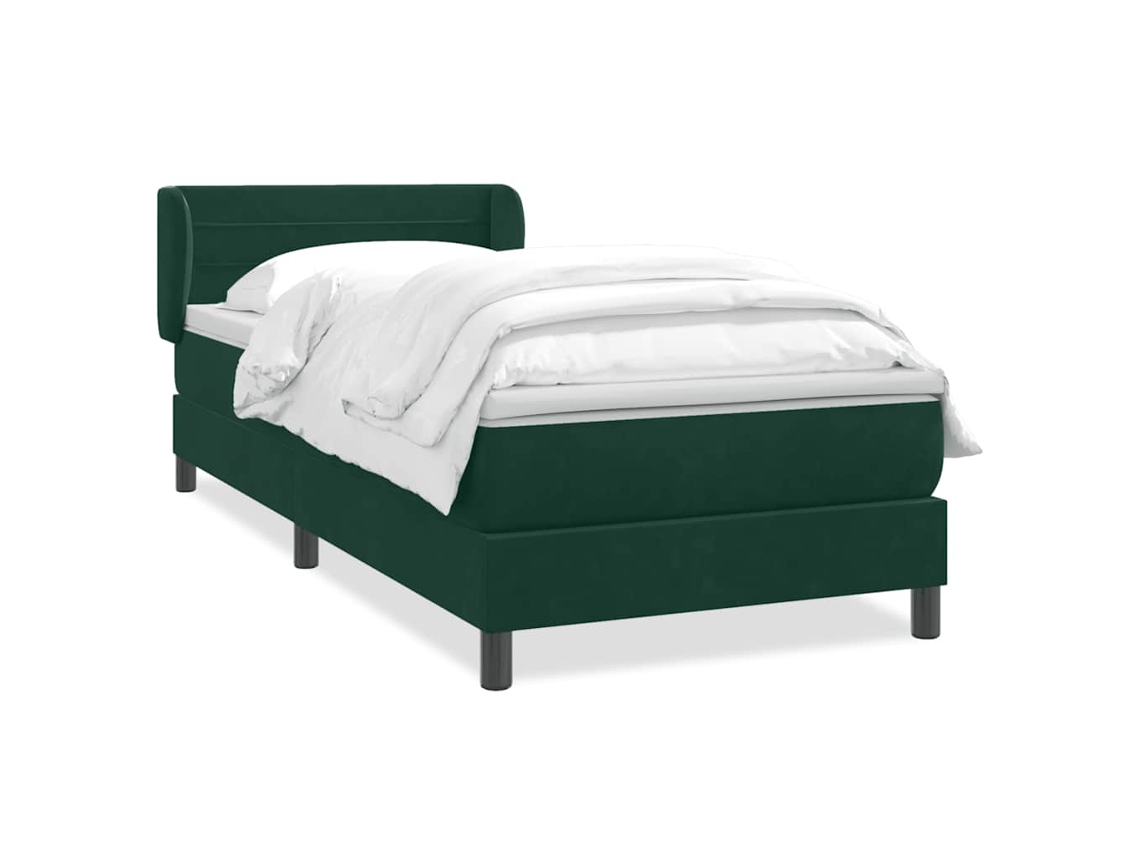 Cama com Molas/colchão Verde escuro 80x220 Cm Veludo MAISON EXCLUSIVE