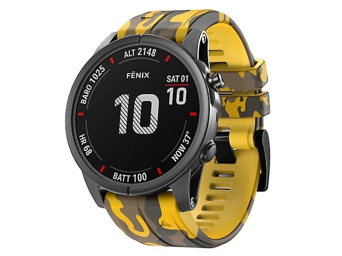 Lurelia Pulseira De Silicone Camuflada Amarela, Compatível Com Garmin Fenix 7x
