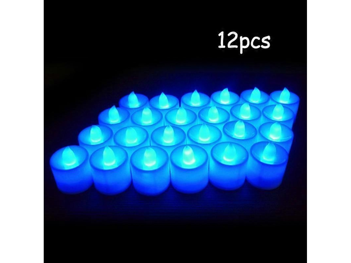 Rebe velas Electrónicas Led Sin Llama de Plástico Con Luz Amarilla para Exterior, 12/24/36/48 Piezas, Decoración Festiva 12 Peças Azuis
