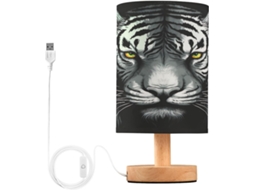 Luminária de mesa pequena Skyshu com LED, base de madeira antiderrapante e cúpula que não incomoda os olhos, ideal para quem busca praticidade.