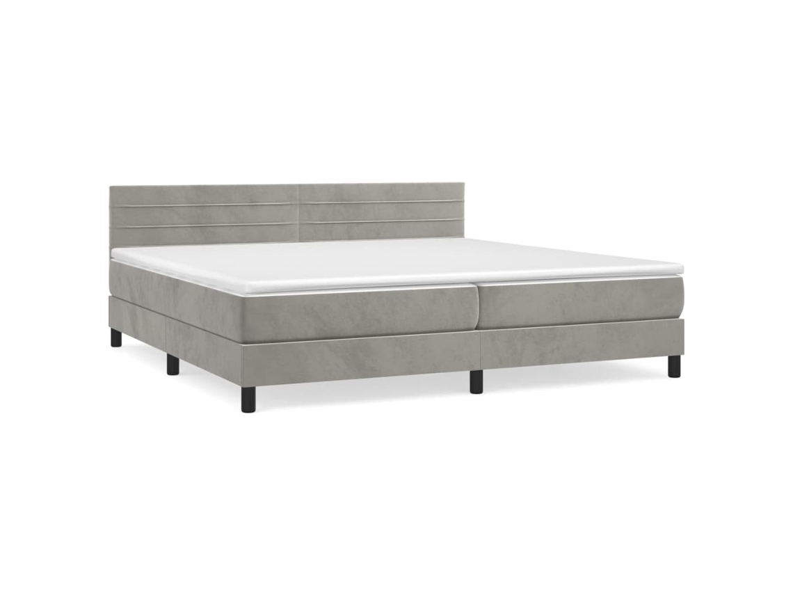 Cama com Molas e Colchão Veludo Cinzento Claro MAISON EXCLUSIVE (200x200 cm)