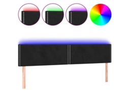 Cabeceira com luzes LED Veludo Preto MAISON EXCLUSIVE (160x5x78 cm)