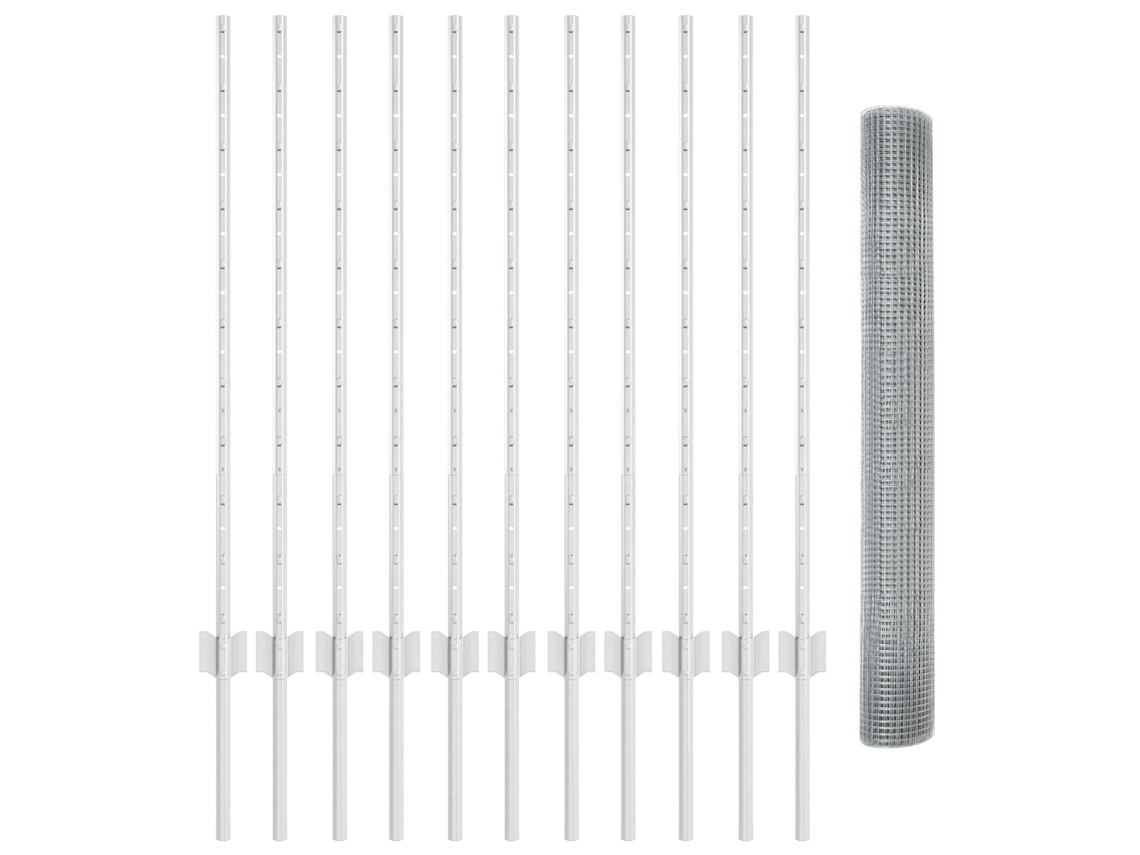 Conjunto 1 Cerca Externa Vidaxl Prateado Aço (25 X 1 M)
