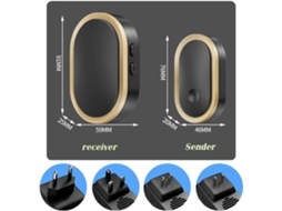 Campainha Wireless Preto e Dourado