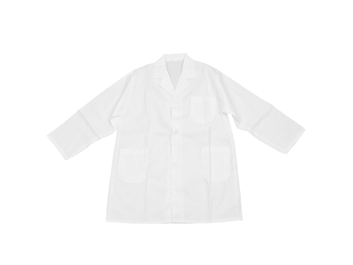 Chaqueta De Laboratório Para Crianças Com Gola Ajustável Removível, Manga Plana, Tamanho L 51,2-55,1 Polegadas, Branca, Algodão