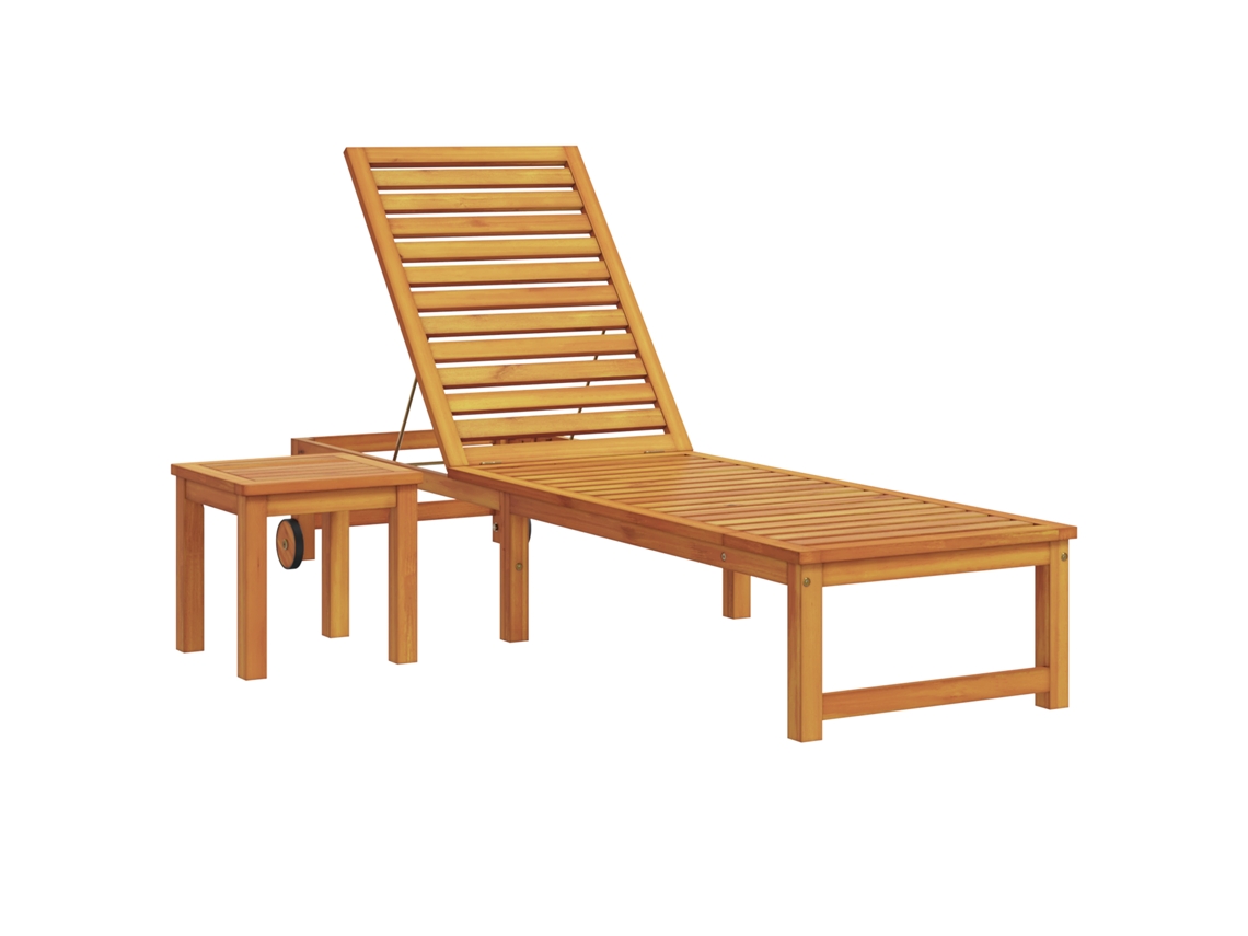 Conjunto 1 Espreguiçadeira Vidaxl Castanho Madeira De Acácia Maciça (202 X 53 X 89 Cm)