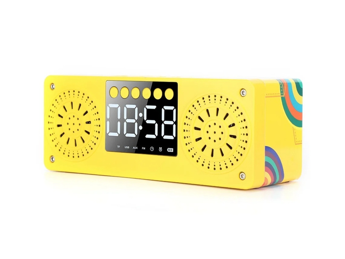 Relógio De Alarme Sem Fio De Madeira Com Bluetooth Mini A10 Ch Amarelo Yizhood