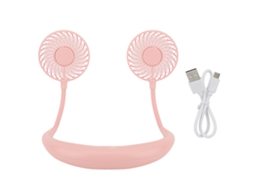 Ventilador Portátil De Pescoço Sem Mãos Usb 2000mah Rosa
