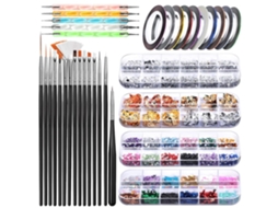 Kit de Decoração de Unhas com Pincel Ferramentas e Glitter TRUYUETY