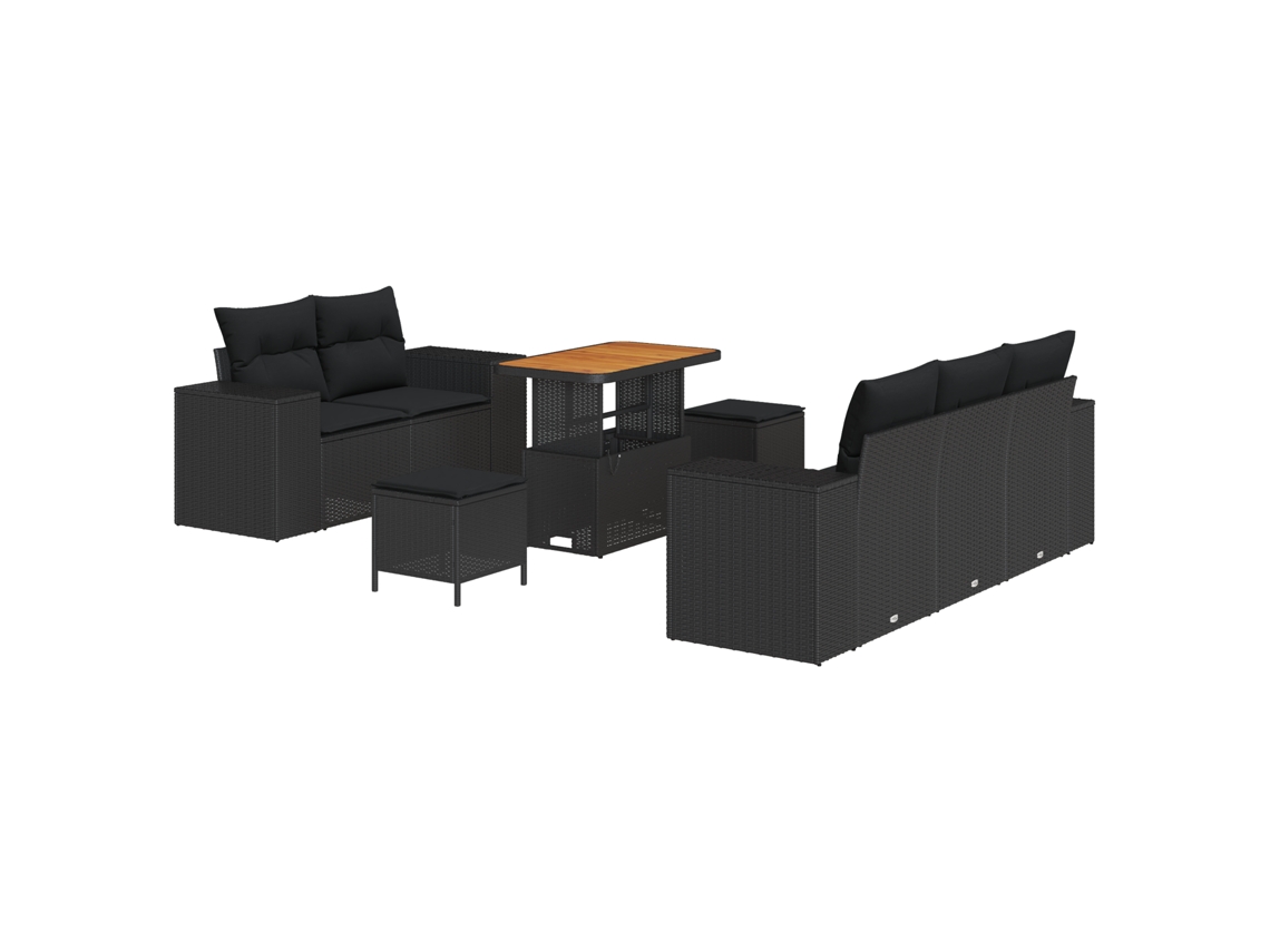 Sofá De Jardim Vidaxl Preto Vime Pe (90 X 55 X 71 Cm)