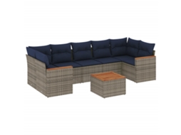 Conjunto de Sofá de Jardim, 8 Peças, Almofadas, Rattan Cinza MAISON EXCLUSIVE