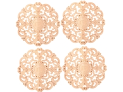 Conjunto De 4-apliques Redondos Madeira Sem Pintura Para Móveis Cabilock, 10cm, Para Decoração De Paredes Quartos E