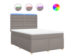 Conjunto 1 Cama Box Spring Vidaxl Marrom-acinzentado Tecido (200 X 144 X 150.5 Cm)