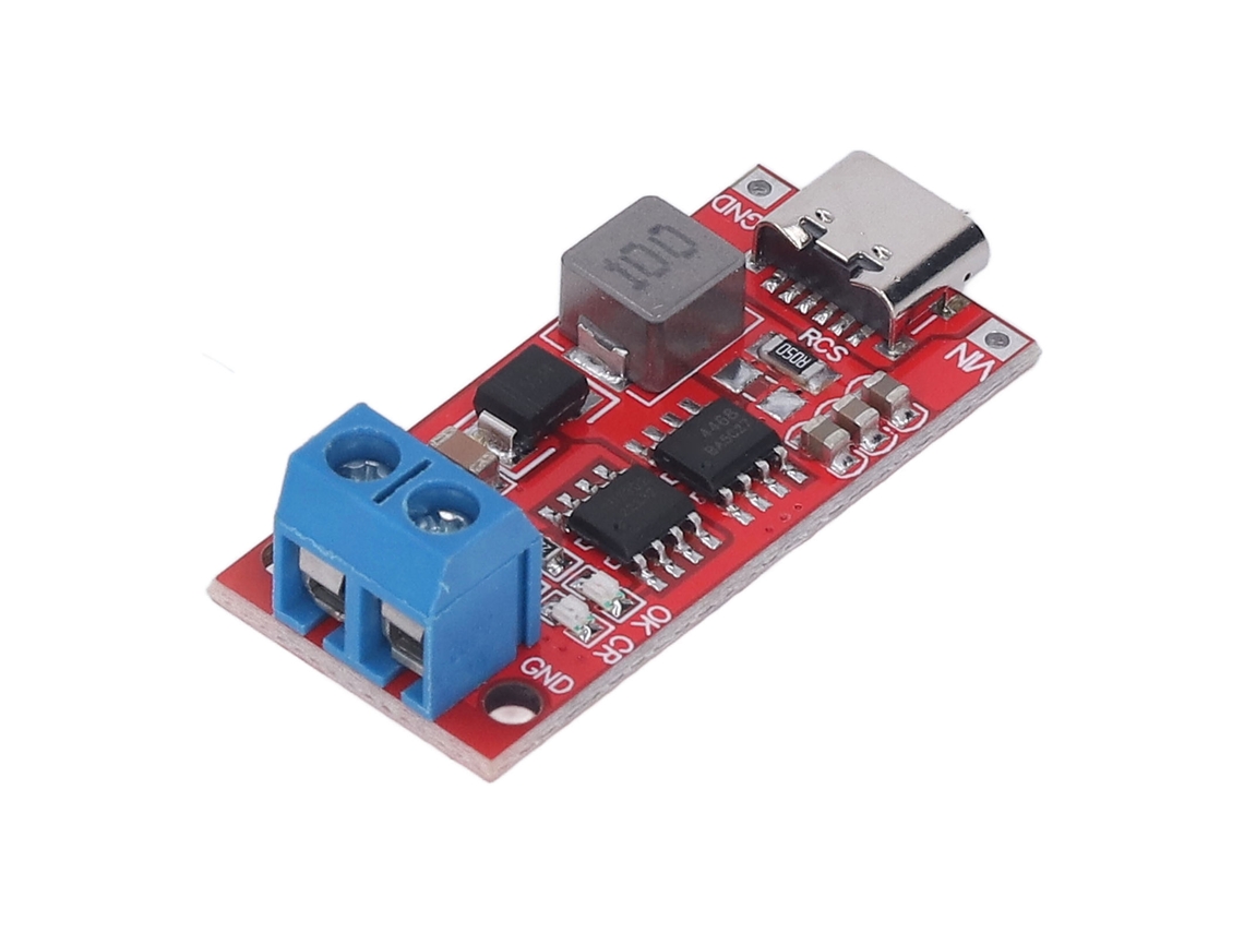 Módulo Boost De Bateria De Lítio Com Interface Type C E Proteção Dc3‑6v 2a