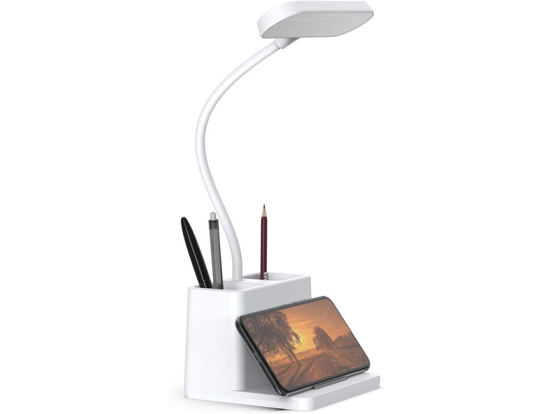 2026 lâmpada de Escritório Led com Porta lápis, Recarregável, Proteção Ocular, Flexível, para Estudo, Lar, Escritório, Quarto branco