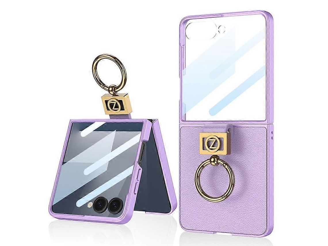 Capa De Couro Lisa Ultrafina Integrada Gkk Com Anel Em Z Para Samsung Galaxy Z Flip7 5g