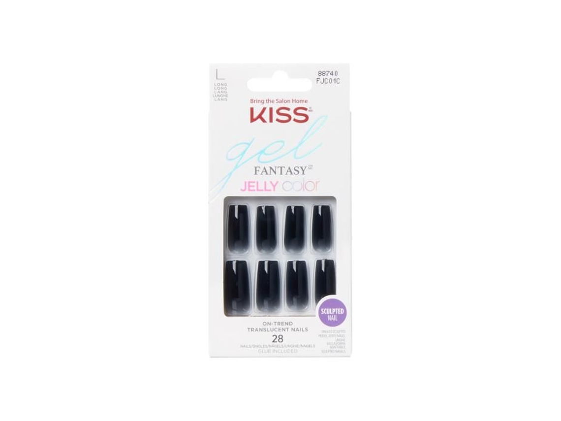 Coleção Kiss Gel Fantasy Conjunto Com 28 Unhas Artificiais Manicure Pronta, Cola Gel Incluída, Comprimento L
