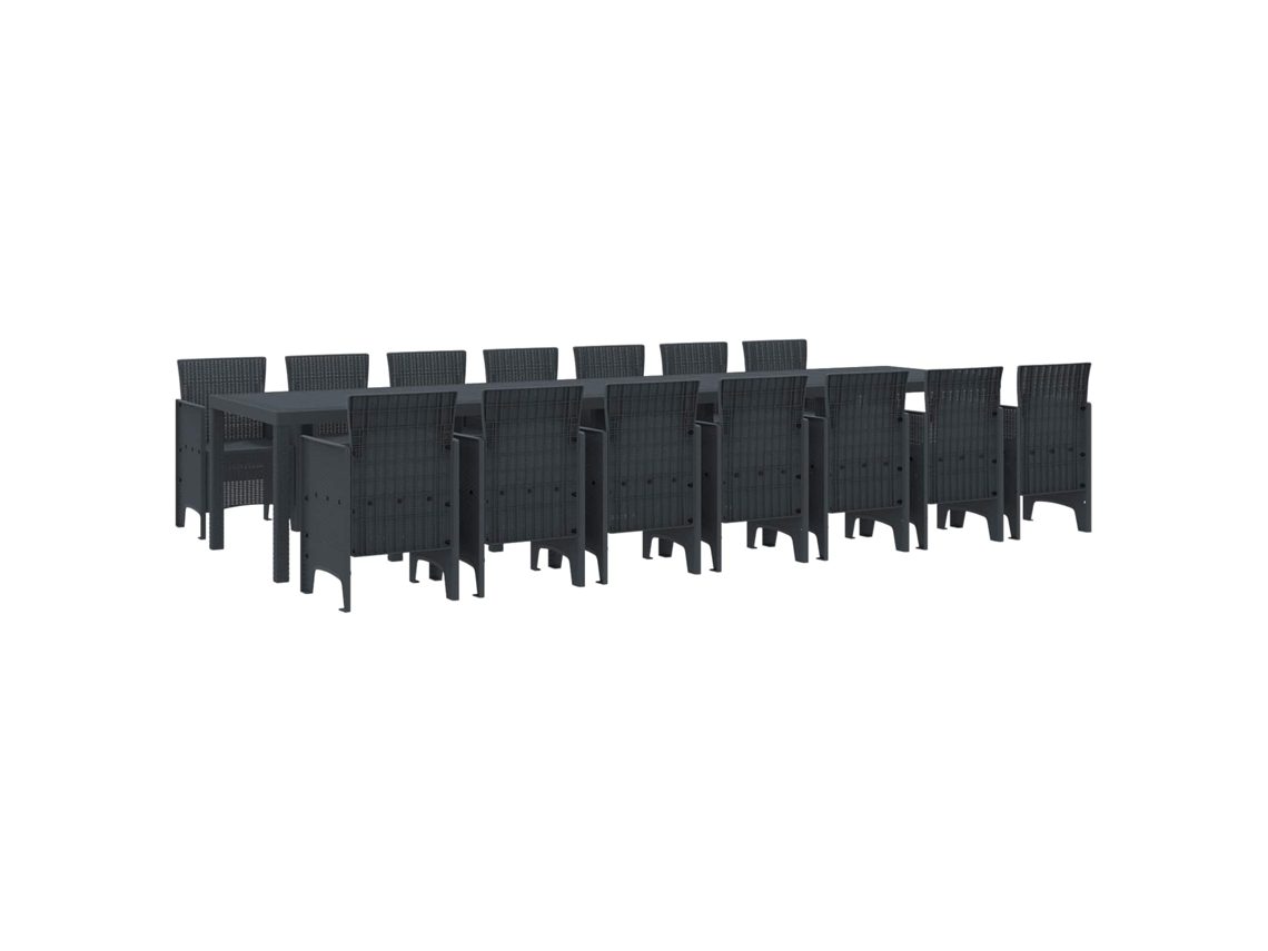 Vidaxl Conjunto De Jantar Para Jardim Com Almofadas 15 Unid. Antracite