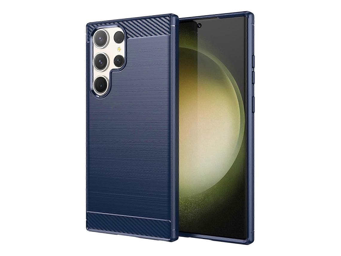 Capa Para Samsung Galaxy S23 Ultra 5g Em Tpu Com Textura Escovada De Fibra De Carbono.