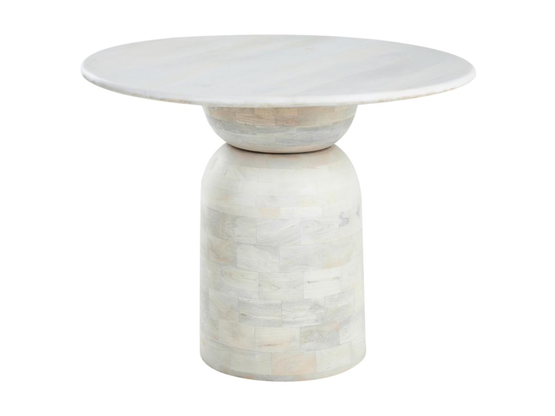 Mesa De Comedor Beliani Murtle De Madera De Mango Blanco 110x110x77