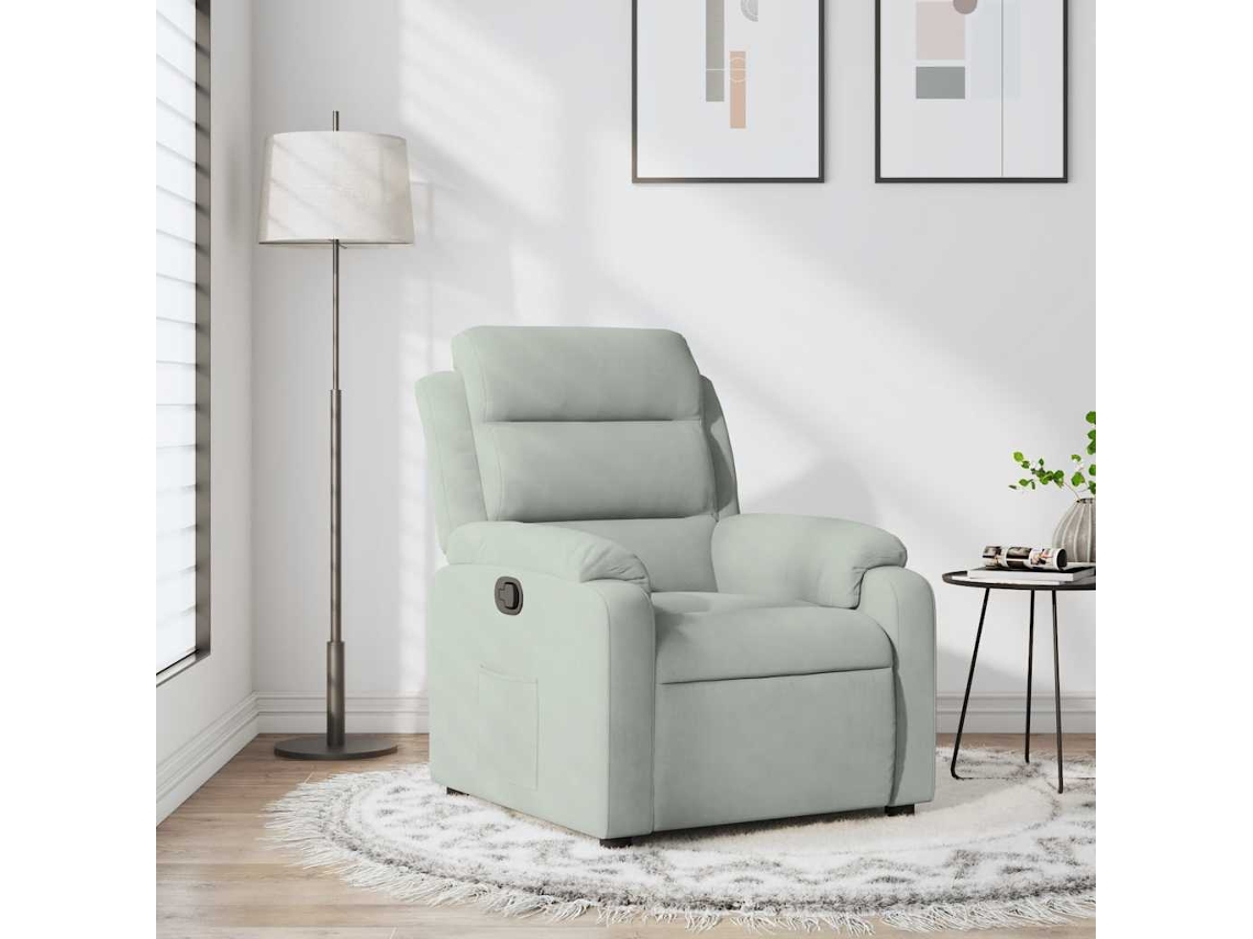 Vidaxl Poltrona Reclinável Veludo Cinzento-claro