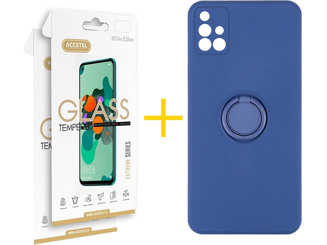 Capa + 2 Películas para Samsung Galaxy A71 ACCETEL Azul Escuro