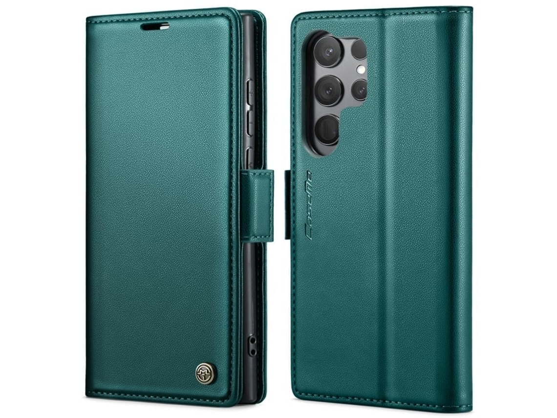 Capa Para Samsung Galaxy S23 Ultra 5g Borboleta Fivela Litchi Textura De Telefone De Couro Rfid Antirroubo Azul Perolado
