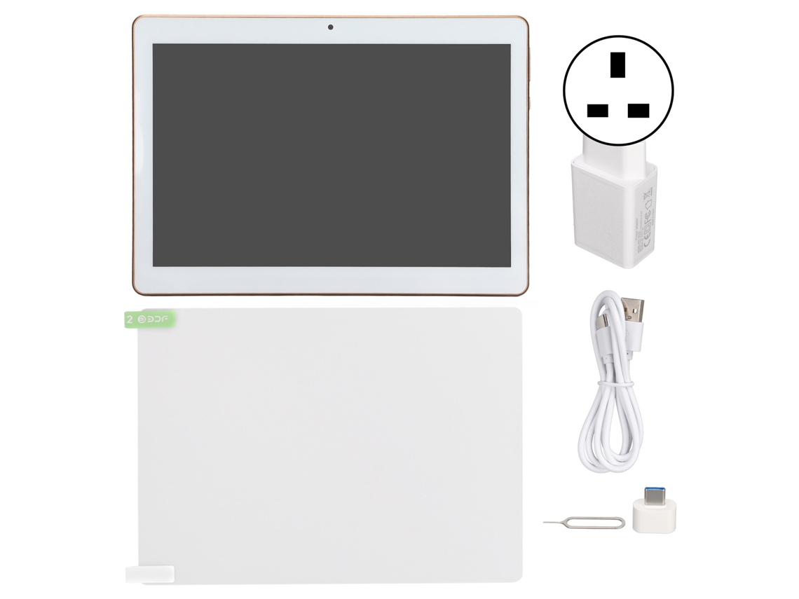 Tablet PC HD branco de 10,1 polegadas, MT6753 Octa Core, 4 GB de RAM, 64 GB de ROM, Android 9.0 Gold Light
