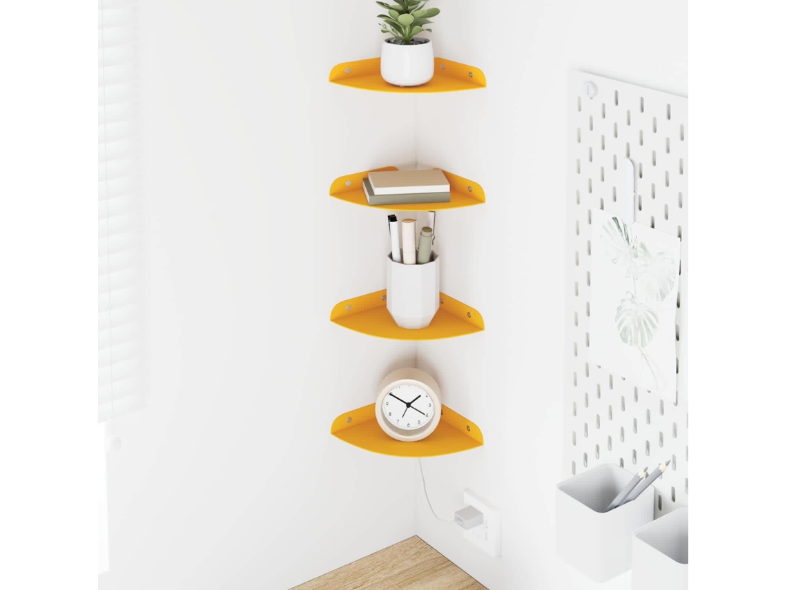 Vidaxl Prateleira Flutuante 4 Pcs Amarelo Mostarda 15 X 15 X 2 Cm