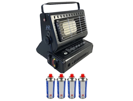 Aquecedor Móvel a Gás T-Trade 1300W 4 Cartuchos de Gás de 250Gr Uso Externo NIKLAS