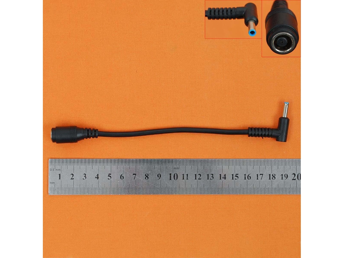 Adaptador de entrada CC compatível com laptops HP e Dell (7,4 x 5 mm a 4,5 x 3 mm)
