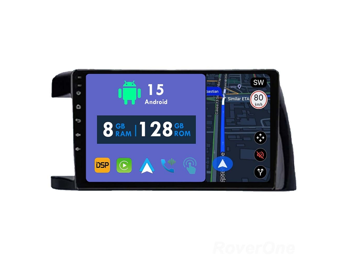 Auto Rádio Carro Bluetooth Autoradio 8GB RAM 128G ROM CarPlay Navegação GPS Ecrã Táctil RoverOne para Toyota Wish XE10 2003-2009  