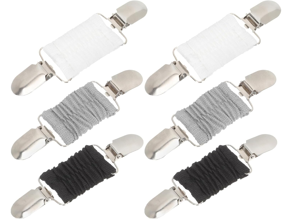 Conjunto De 6 Prendedores De Bainha Para Vestidos, Suéteres, Cardigãs E Roupas - Branco, Preto, Cinza - Costas Ajustáveis