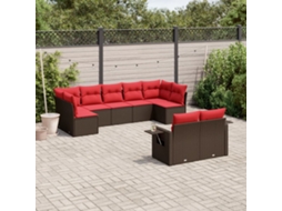 Conjunto de Sofá de Jardim com 6 Peças e Almofadas em Rattan Sintético Preto VIDAXL