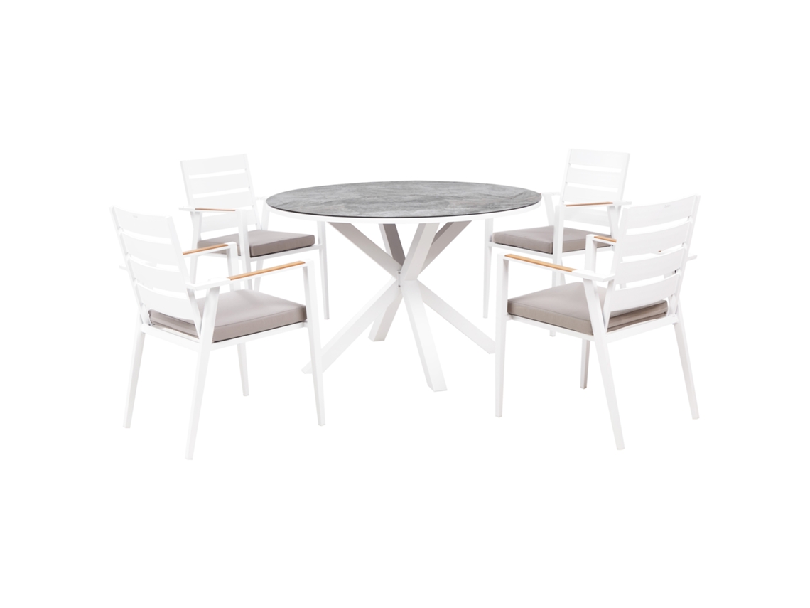 Conjunto De Refeição De Jardim Com Cadeiras Beliani Maletto/taviano De Alumínio Cinzento 120x120x75