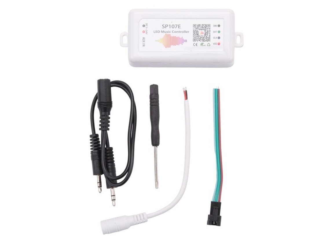 Sp107e Bluetooth Smart App Led Stylenheit Ws2811/2812b Fita De Led Com Controle De Música E Dimerização Slowmoose