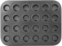 Forma De Muffin - Mini Antiaderente Premium - 24 Cavidades - Aço - Preto