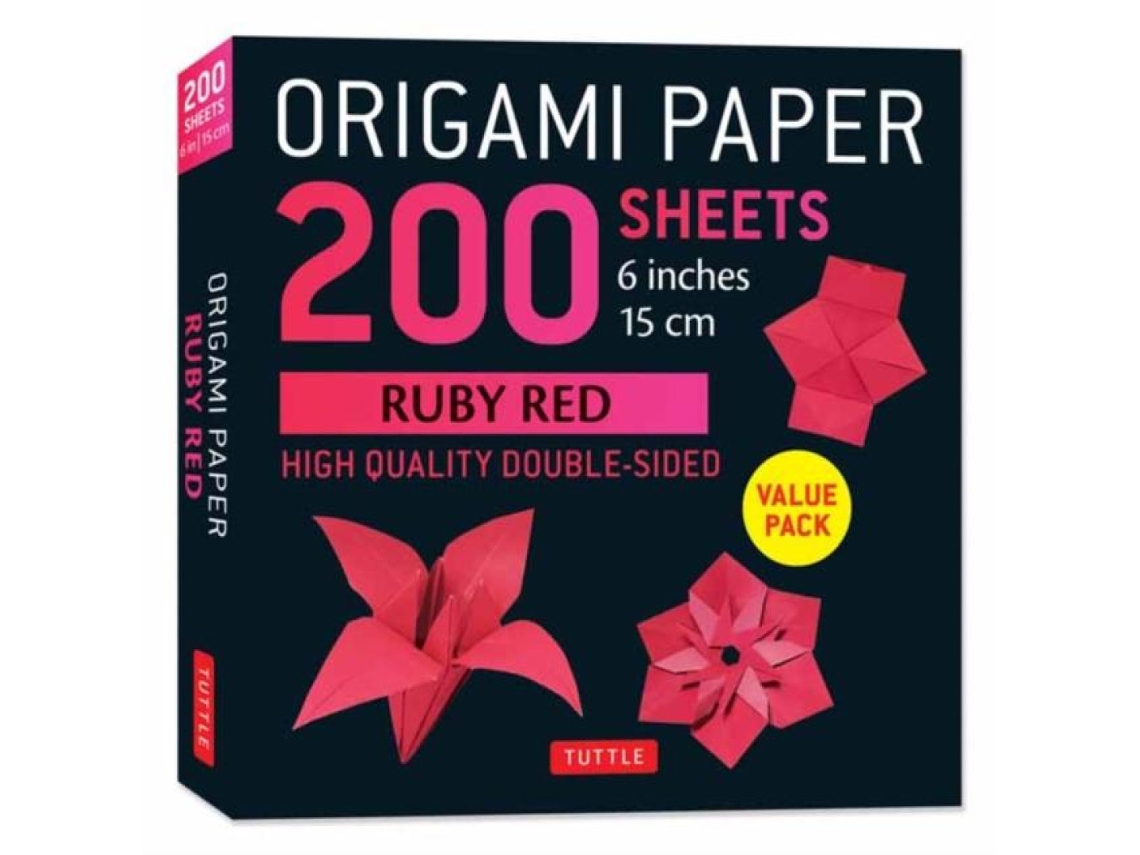 Livro Origami Paper 200 sheets Ruby Red 6 de Tuttle Publishing (Inglês)